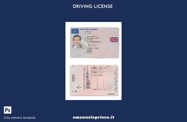 verified style modello di patente di guida del Regno Unito in stile verificato (tra gennaio e d template